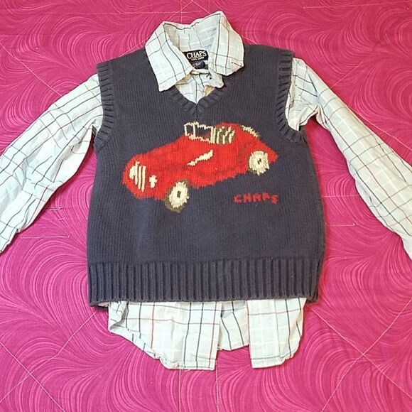 CHAPS button down shirt with vest size 3 / 3T - Picture 1 of 6